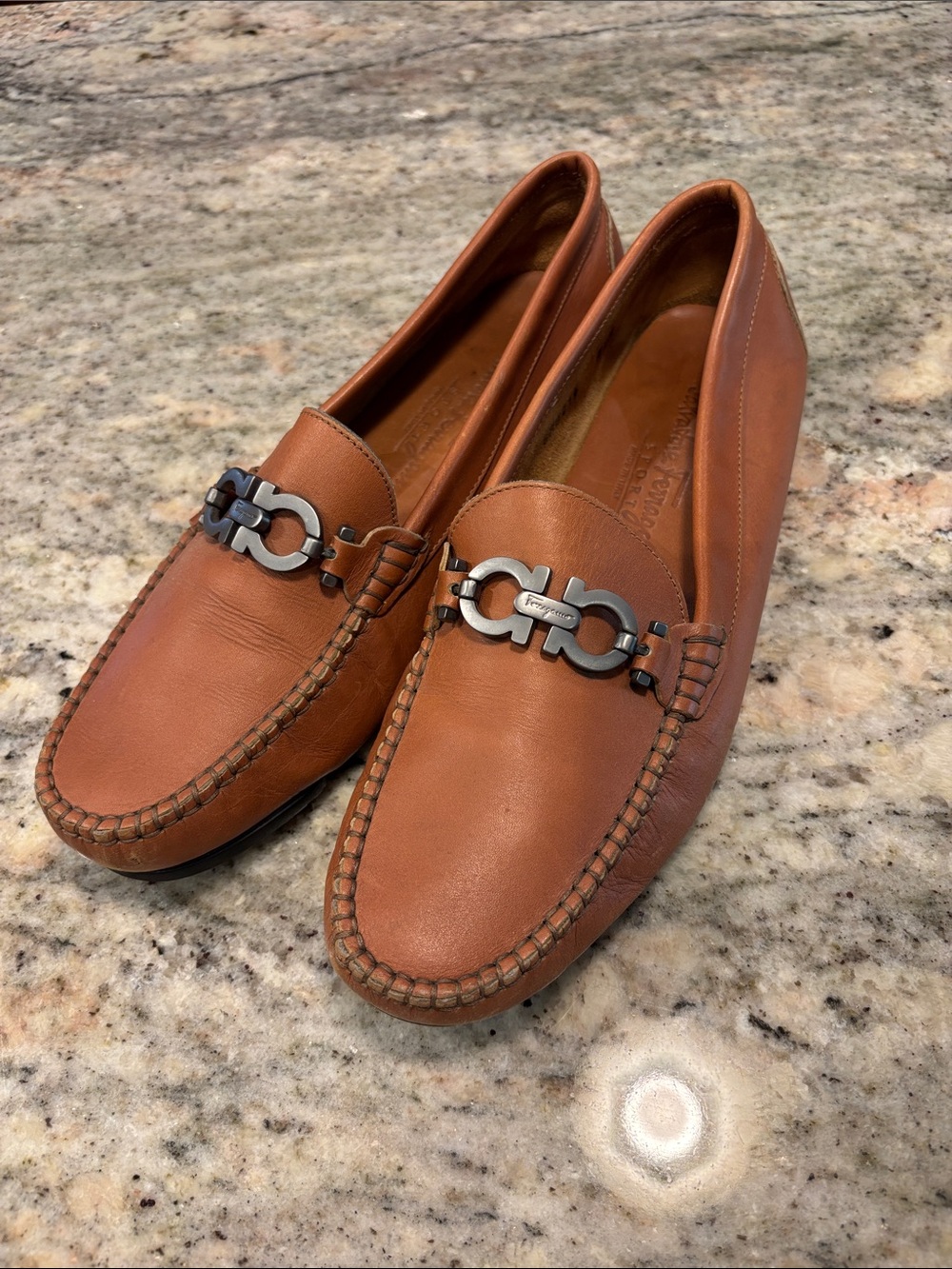 EUC🌻 Salvatore Ferragamo Sport Brown Calfskin & Suede Driver Loafers Sz 8/ 38.5